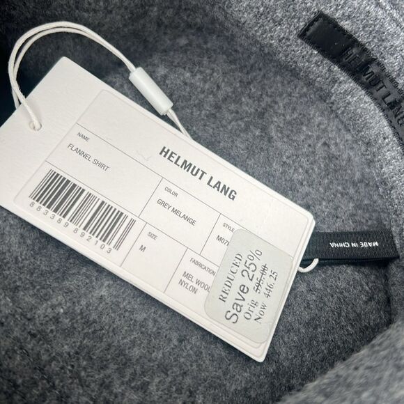 Helmut Lang Flannel Shirt in Grey Melange, NWT, Size M - Picture 4 of 5